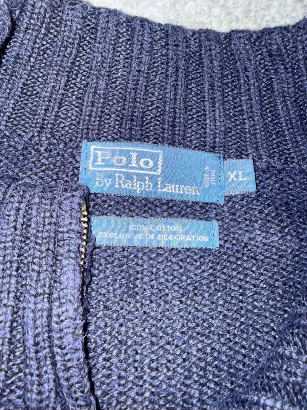 Vintage Polo Ralph Lauren Navy Blue Quarter Zip Sweater